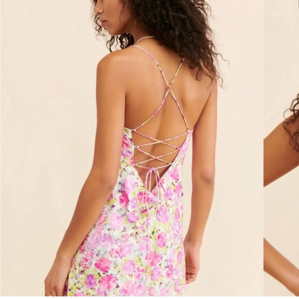 NWT For Love And Lemons Paulina Spaghetti Straps Pink Mini Dress Size M - Picture 10 of 11